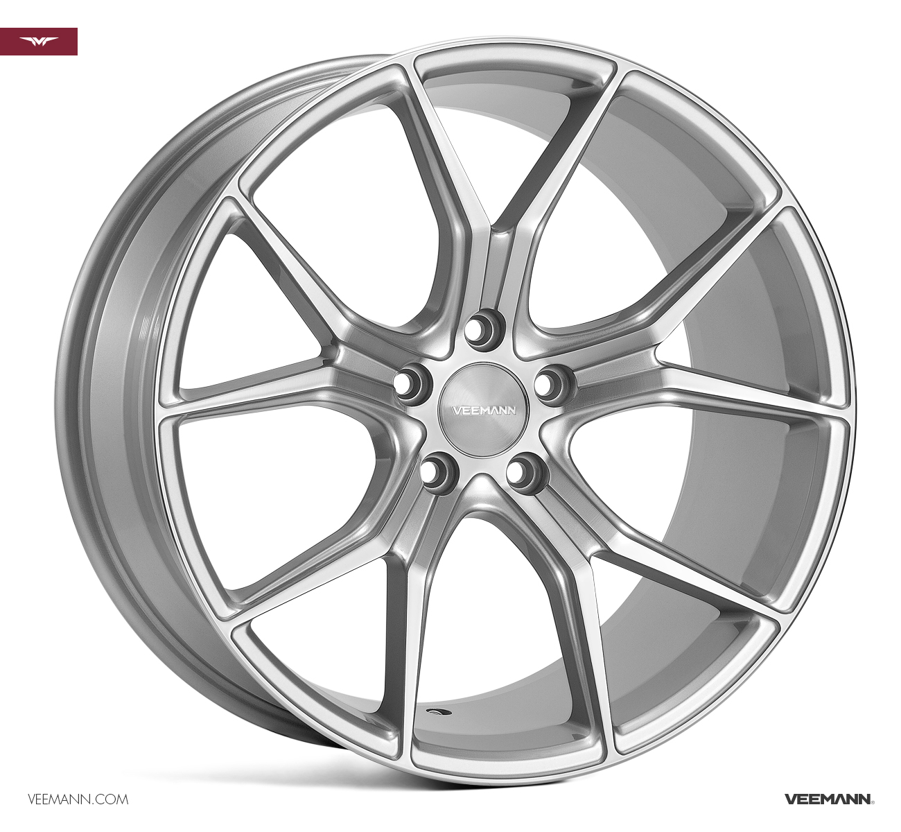 NEW 19  VEEMANN V FS20 CONCAVE ALLOY WHEELS IN SILVER WITH POLISHED FACE  WIDER 9 5  REAR et 42 40